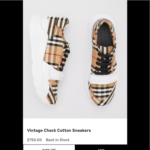 BURBERRY | Vintage Check Cotton Sneakers - Picture 2 of 3